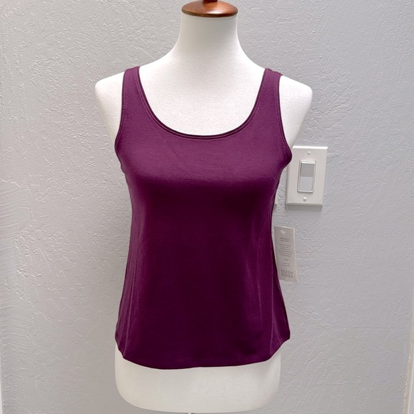 Eileen Fisher Organic Cotton Scoop Neck Tank PS Burgundy Maroon Purple - Picture 15 of 15